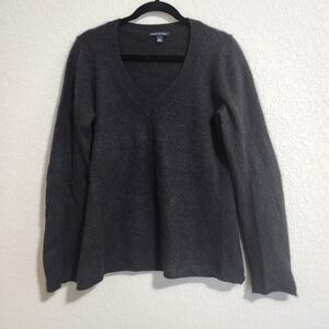 Banana Republic Dark Brown Women's V-Neck Sweater 100% Angora Rabbit Hair Large
